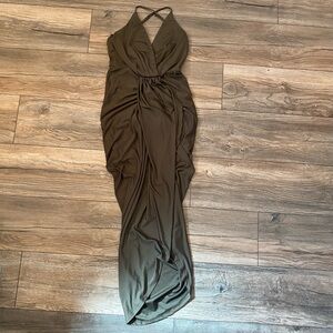Miss Avenue Deep Olive cross back Dress